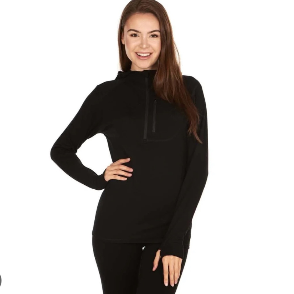 Minus 33 Wolverino Women's Hoody Quarter Zip - Size Large, Black